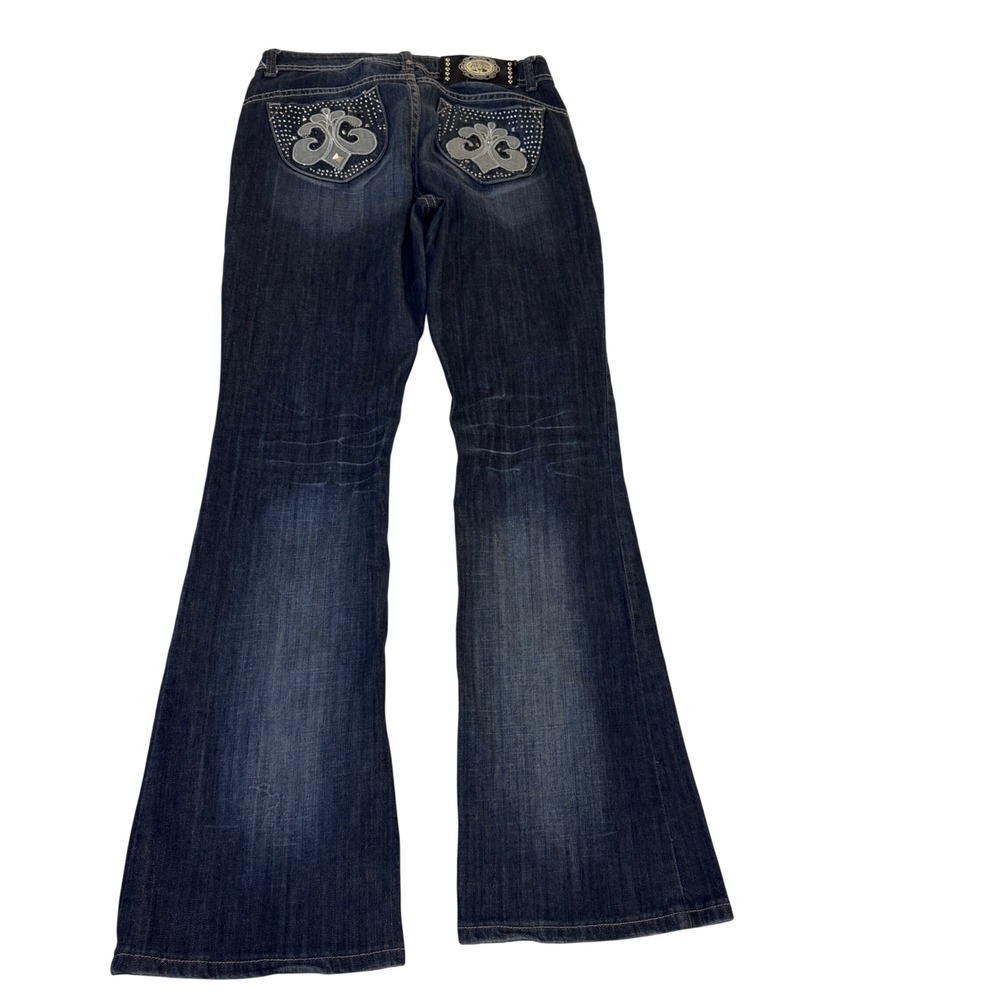 House of Dereon Jeans Women 9/10 Flare Bootcut Embellished Rhinestone Y2K Denim